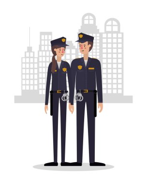 Polis kadın ve polis vektör tasarımı