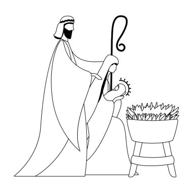 Bakire Meryem Joseph ve bebek İsa 'nın vektör tasarımı