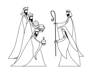 Mutlu aydınlanma günü vektör tasarımlı üç bilge adam