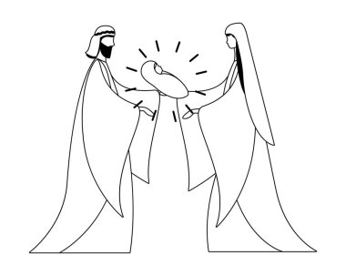 Bakire Meryem Joseph ve bebek İsa 'nın vektör tasarımı