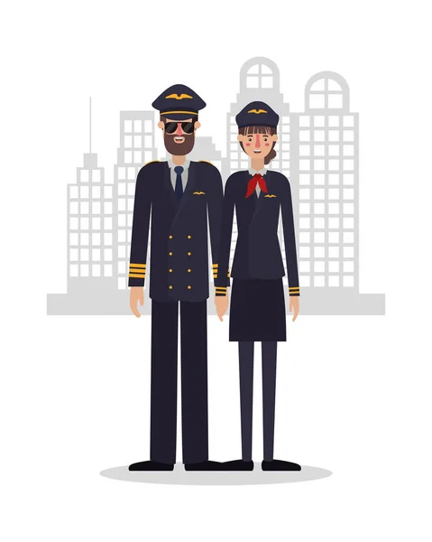 Kadın ve erkek pilot vektör tasarımı — Stok Vektör