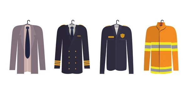 Homme d'affaires pilote police et pompier uniforme conception vectorielle — Image vectorielle