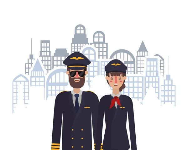 Kadın ve erkek pilot vektör tasarımı — Stok Vektör