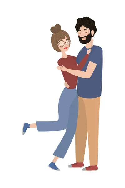 Couple of woman and man drawing vector design — Stock Vector