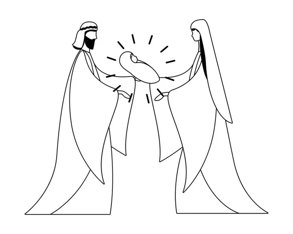 Virgin mary joseph și baby jesus vector design — Vector de stoc
