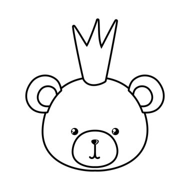 Crown vektör tasarımlı şirin ayı karikatürü