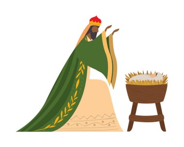 Balthazar ve bebek İsa vektör tasarımı