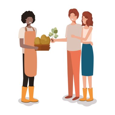 İnsanlar ve bahçe konsepti vektör tasarımı