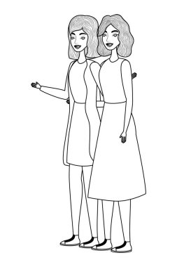 Ayrı kadın çizgi film çizim vektörü tasarımı