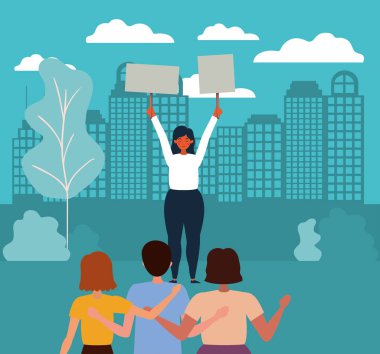Kadın insan hakları vektör tasarımını protesto ediyor