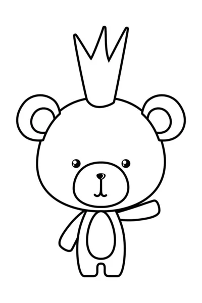 Bande dessinée ours mignon avec design vectoriel couronne — Image vectorielle