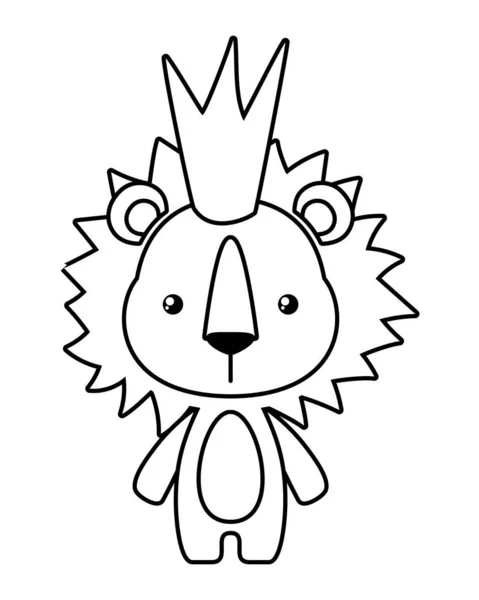 Leuke leeuw met kroon vector ontwerp — Stockvector