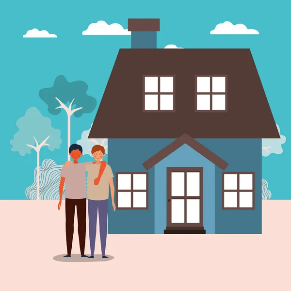Couple and house building vector design — Stock vektor