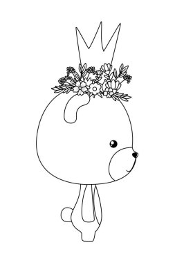 Taç çiçekli şirin bir ayı ve vektör tasarımı bırakıyor