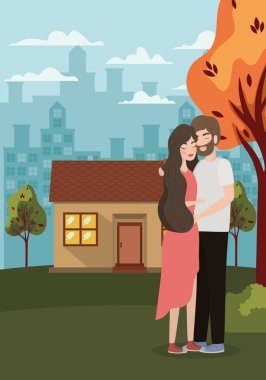 Bir çift kadın ve erkek vektör tasarımı