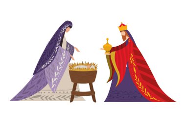 Caspar bebek İsa ve Bakire Meryem vektör tasarımı