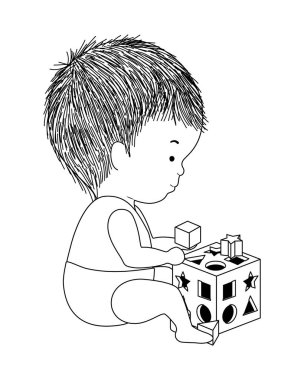 Küp vektör tasarımlı sevimli bir erkek bebek.