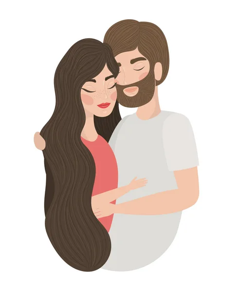 女性と男性の図面ベクトルデザインのカップル — ストックベクタ