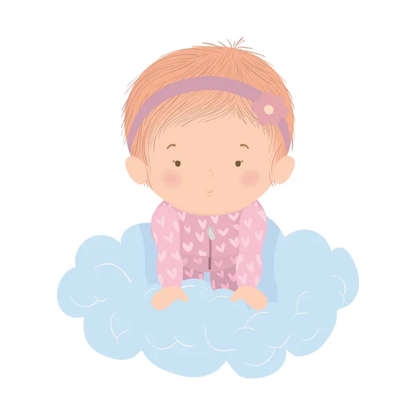 Cute baby girl over cloud vector design — Stock Vector