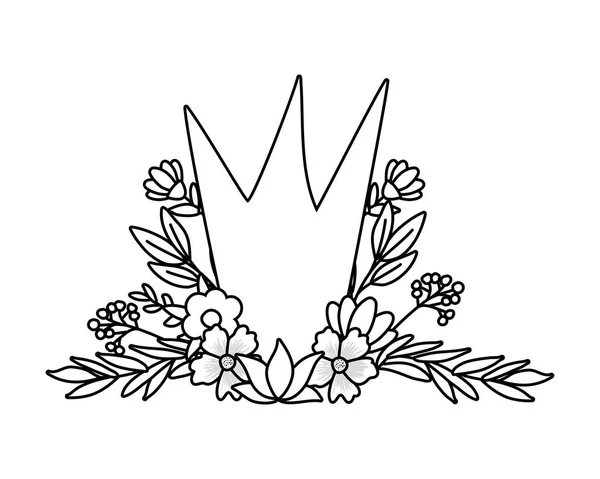 꽃 과 잎 벡터 디자인의 고립된 왕관 — 스톡 벡터