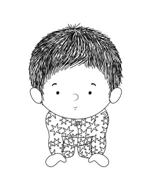Pijama vektör tasarımlı şirin bir oğlan.