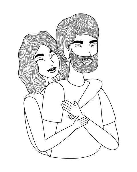 Couple of woman and man drawing vector design — Stock Vector
