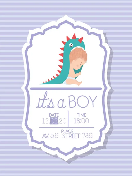 Baby shower zaproszenie i dziecko chłopiec wektor projekt — Wektor stockowy