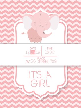 Fil çizgi film tasarımlı bebek partisi davetiyesi