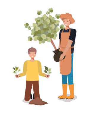 Avatar adamları ve bahçe konsepti vektör tasarımı