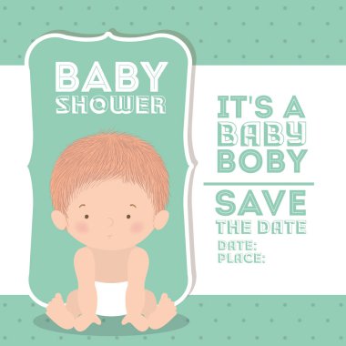Bebek partisi daveti ve erkek bebek vektör tasarımı