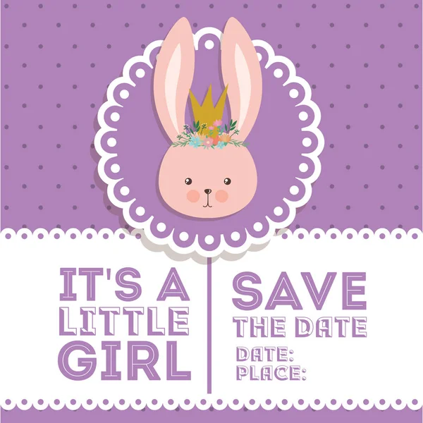 Baby sprcha pozvánka s králičí kreslený vektor design — Stockový vektor