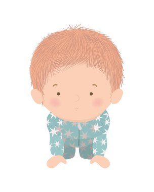 Pijama vektör tasarımlı şirin bir oğlan.