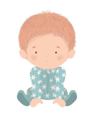 Pijama vektör tasarımlı şirin bir oğlan.