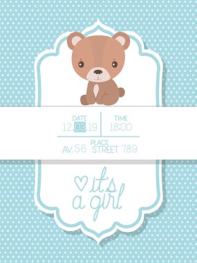 Ayı çizgi film vektör tasarımlı bebek partisi daveti