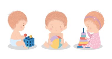 Bir dizi şirin bebek vektör tasarımı