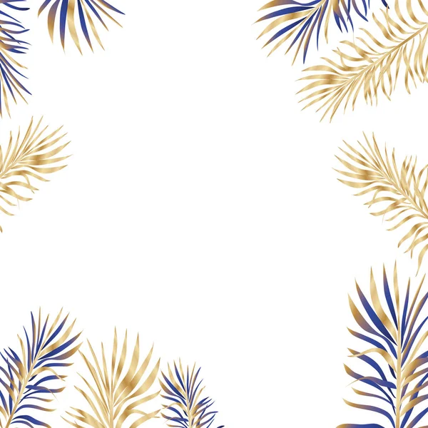 Изолированный тропический синий и золотой листовой вектор — стоковый вектор