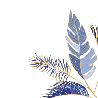 İzole edilmiş tropikal mavi yapraklar vektör tasarımı