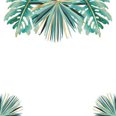 İzole edilmiş tropikal yeşil yapraklar vektör tasarımı