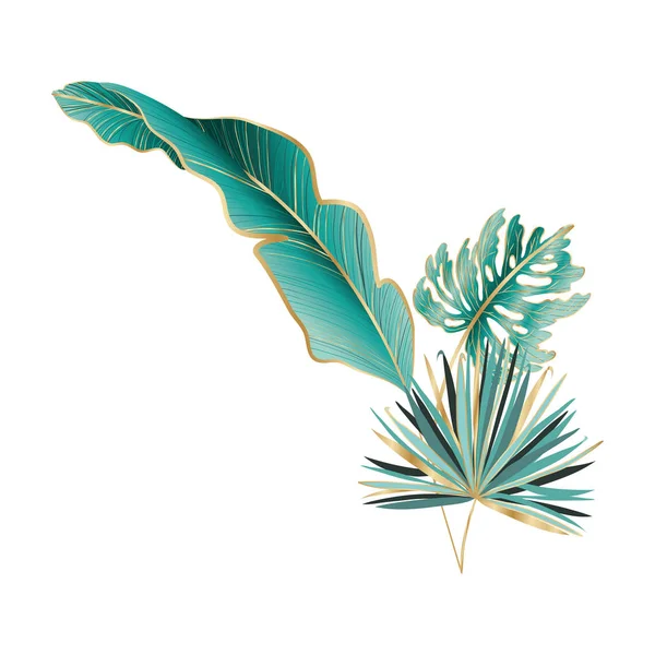 Изолированный вектор тропических зеленых листьев — стоковый вектор