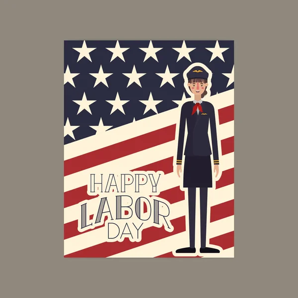 Pilot woman in labor day vector design