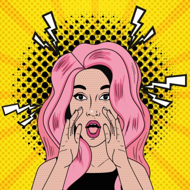 Retro ve pop sanatsal kadın vektör tasarımı