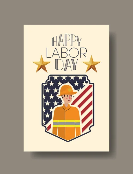 Firefighter man in labor day vector design