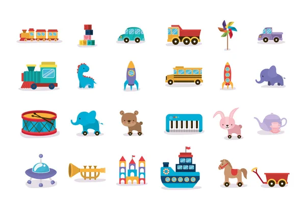 Bundle of toys children icons — 스톡 벡터