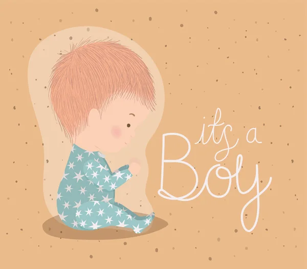 Garçon dessin animé de bébé douche concept vectoriel design — Image vectorielle