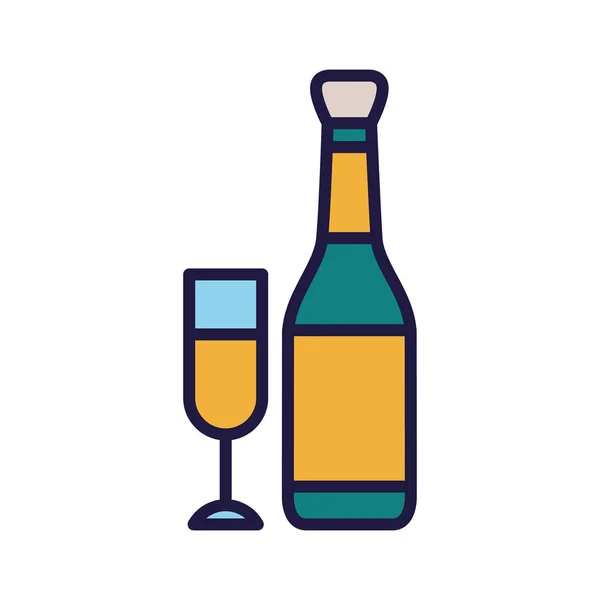 Isolated champagne bottle and cup vector design — 스톡 벡터