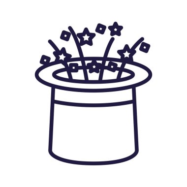 Sihirli şapka vektör tasarımının içindeki izole parti konfetisi