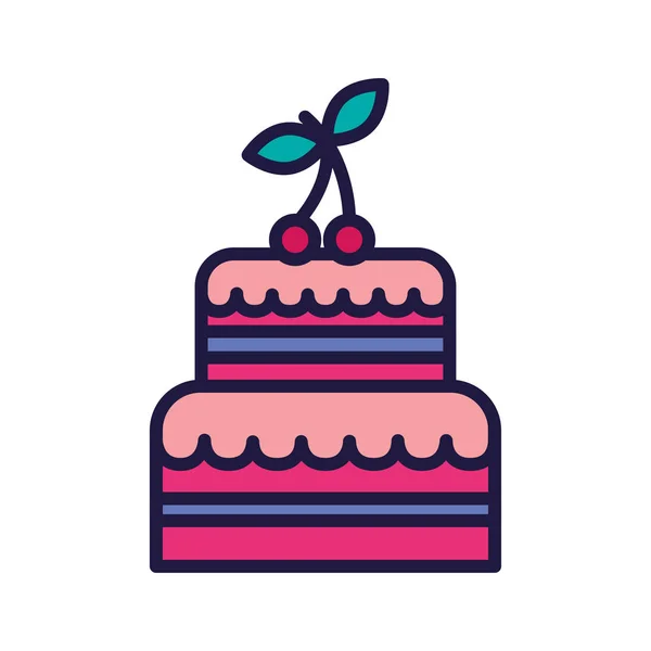 Isolated happy birthday sweet cake vector design — 스톡 벡터