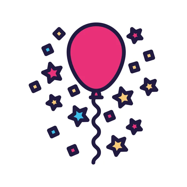 Festa e celebração balão com design de vetor confetti — Vetor de Stock