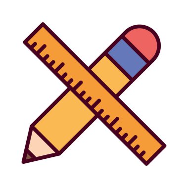 İzole edilmiş kalem ve cetvel vektör tasarımı