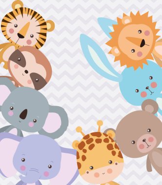 İzole edilmiş şirin hayvanlar çizgi film vektör tasarımı